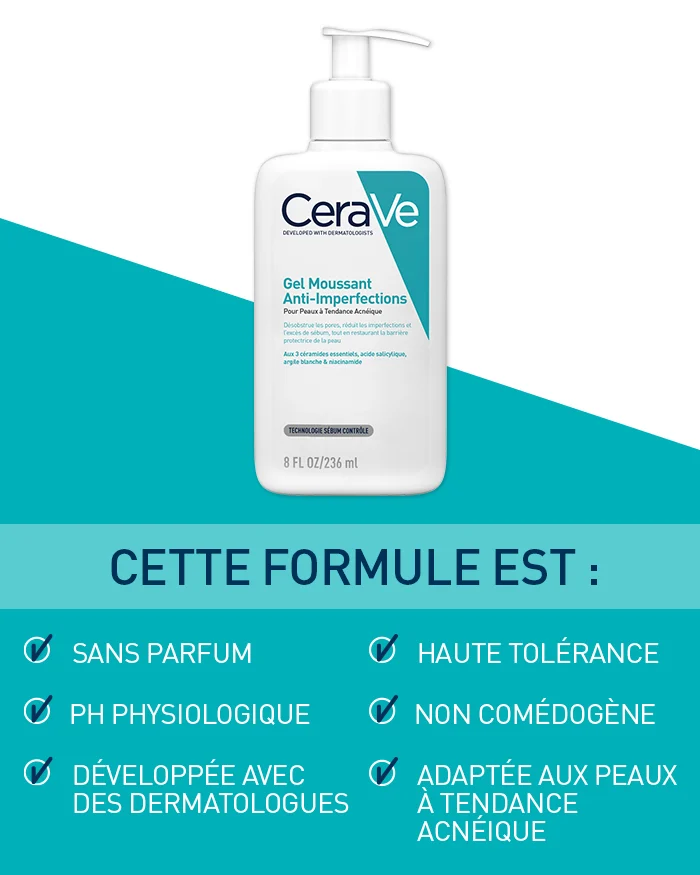 CeraVe Gel Moussant Anti-Imperfections — bénéfices