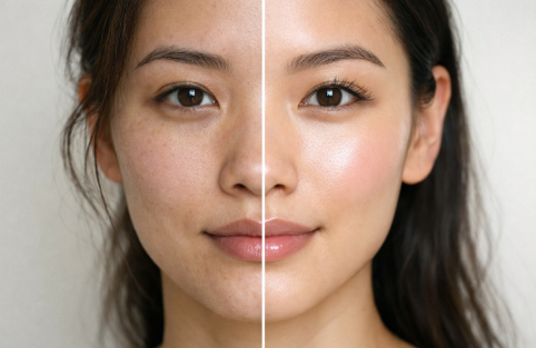Résultat avant/après exfoliation